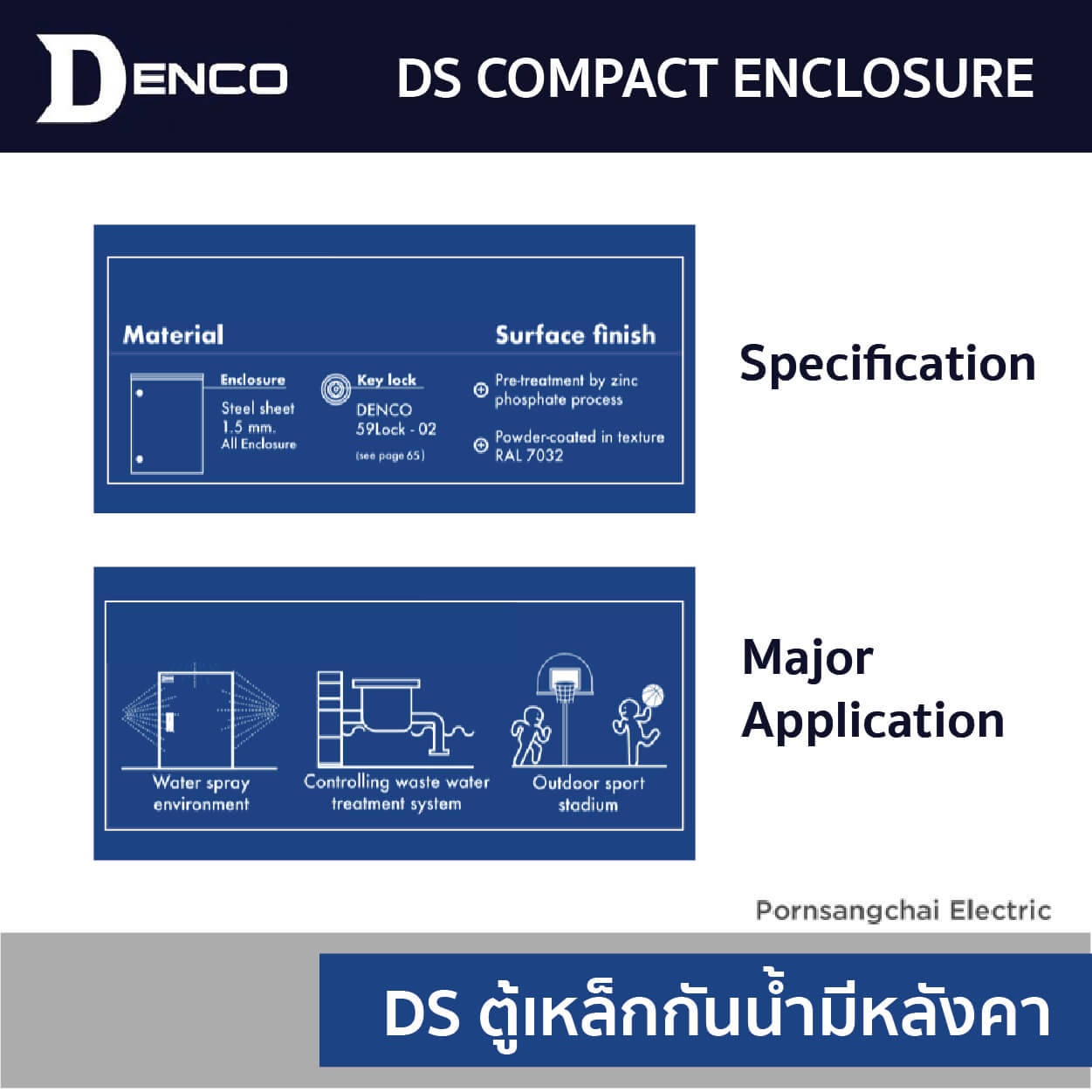 DENCO ตู้เหล็กกันนํ้ามีหลังคา รุ่น DS