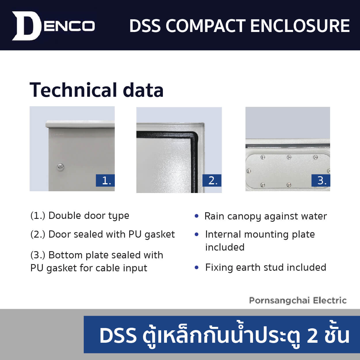 DENCO ตู้เหล็กกันนํ้าประตู 2 ชั้น รุ่น DSS