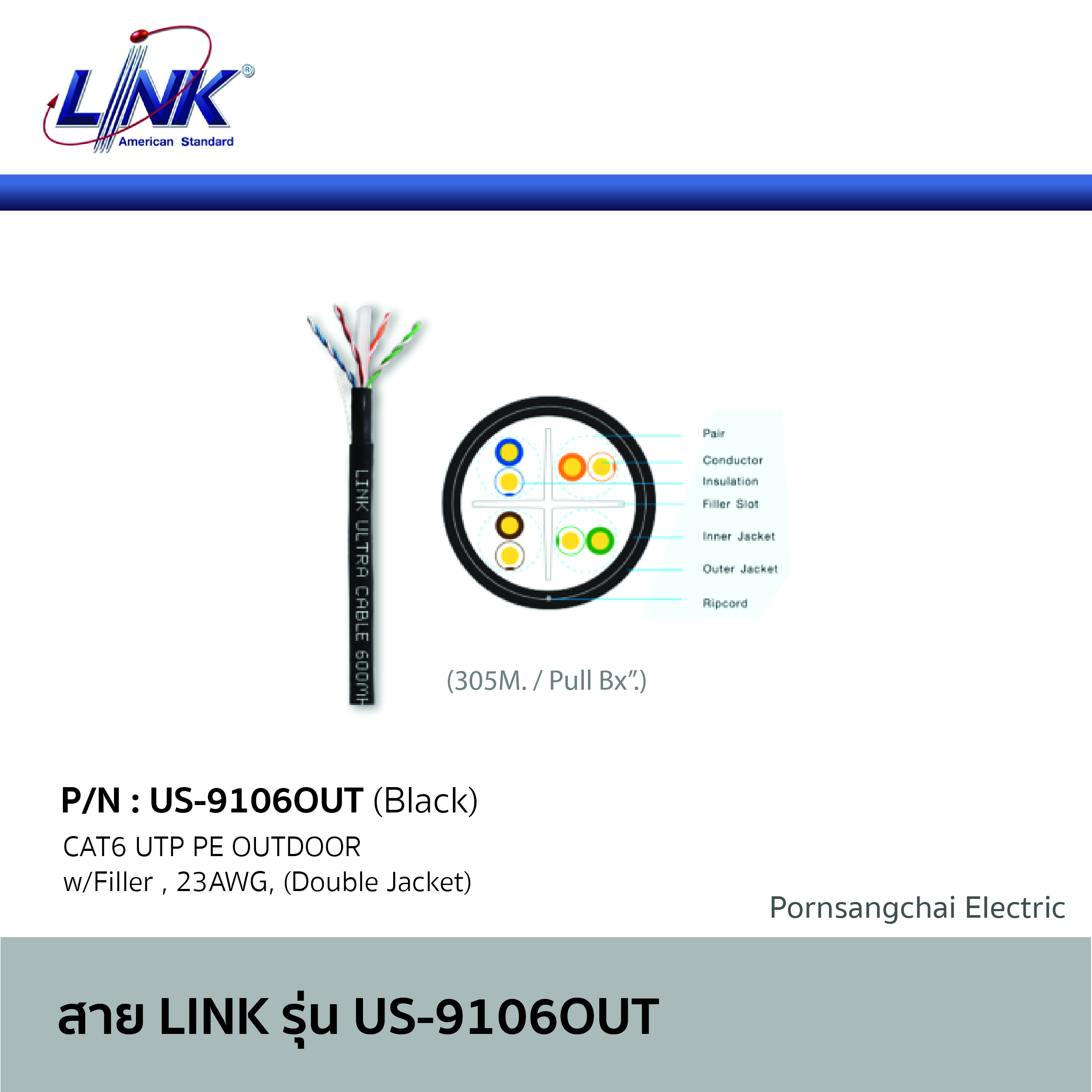 LINK สายไฟ รุ่น US-9106OUT
