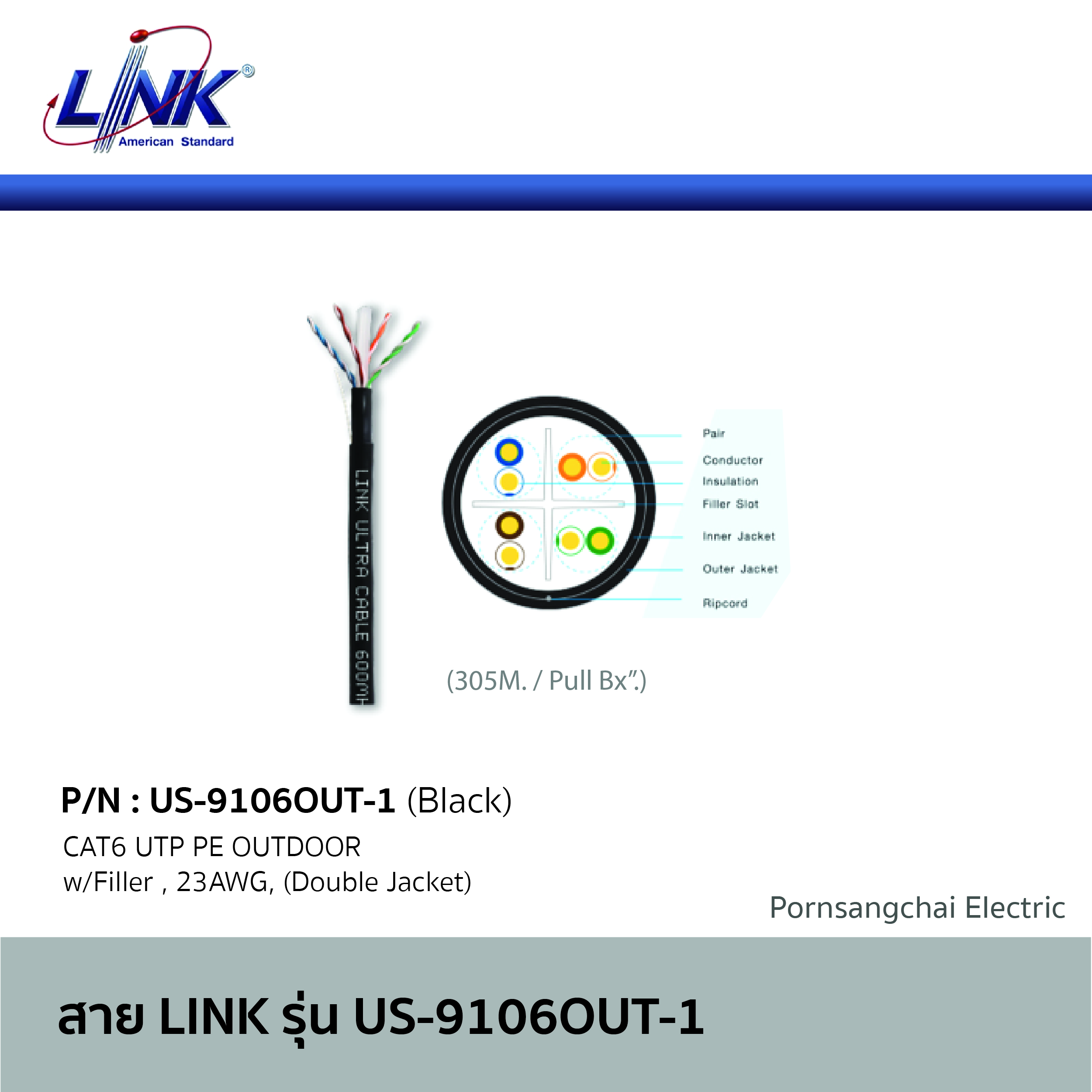 LINK สายไฟ รุ่น US-9106OUT-1