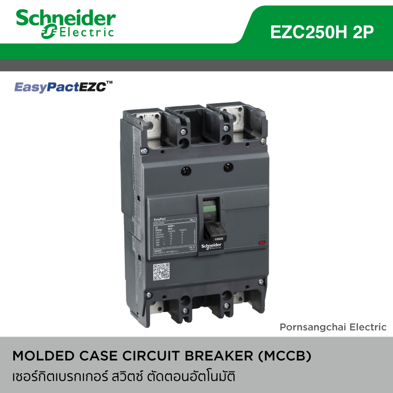 Schneider สวิทซ์ตัดตอนอัตโนมัติ MCCB EASYPACT 2 Pole EZC250H 250A 36kA 415VAC เซอร์กิตเบรกเกอร์ ชไนเดอร์