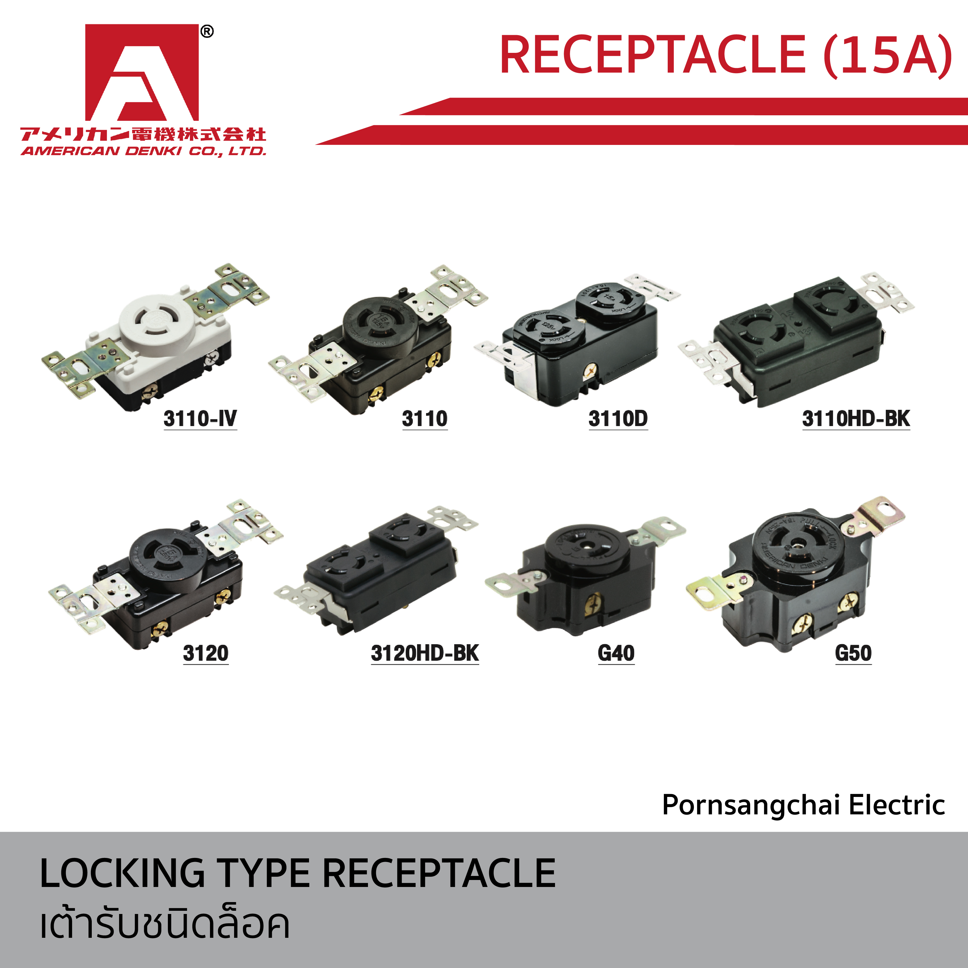 AMERICAN DENKI - LOCKING TYPE RECEPTACLE