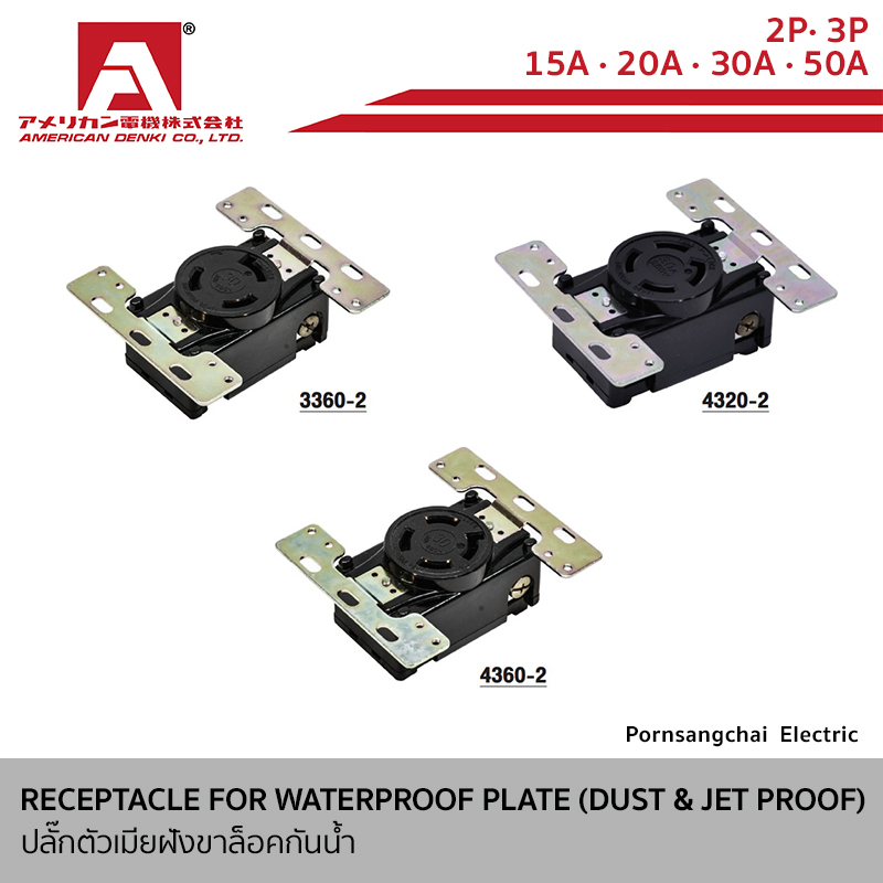AMERICAN DENKI RECEPTACLE FOR WATERPROOF PLATE (DUST & JET PROOF)