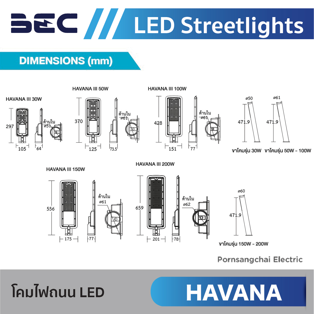 BEC โคมไฟถนน LED รุ่น HAVANA III