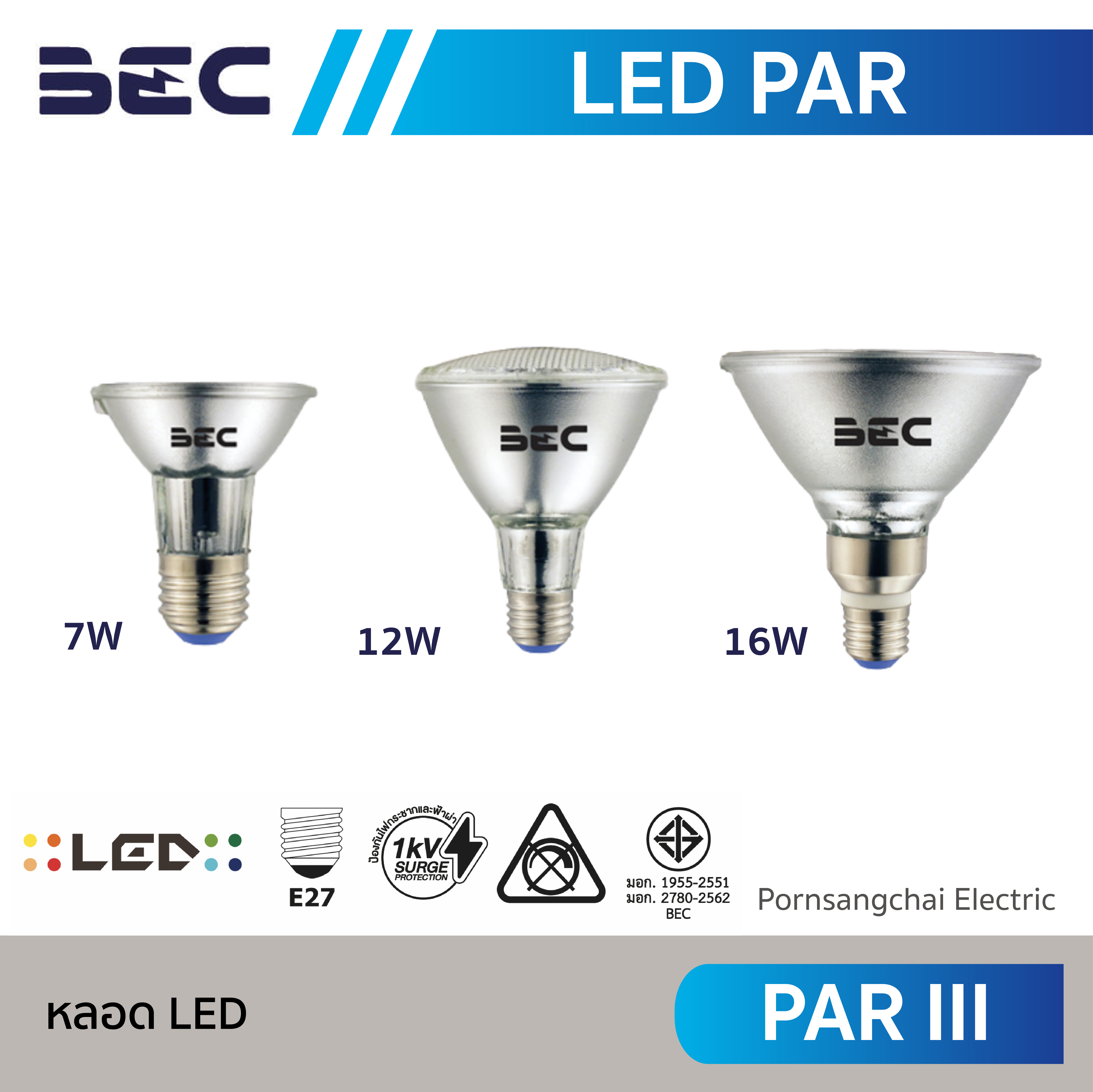 BEC หลอด LED PAR รุ่น PAR III