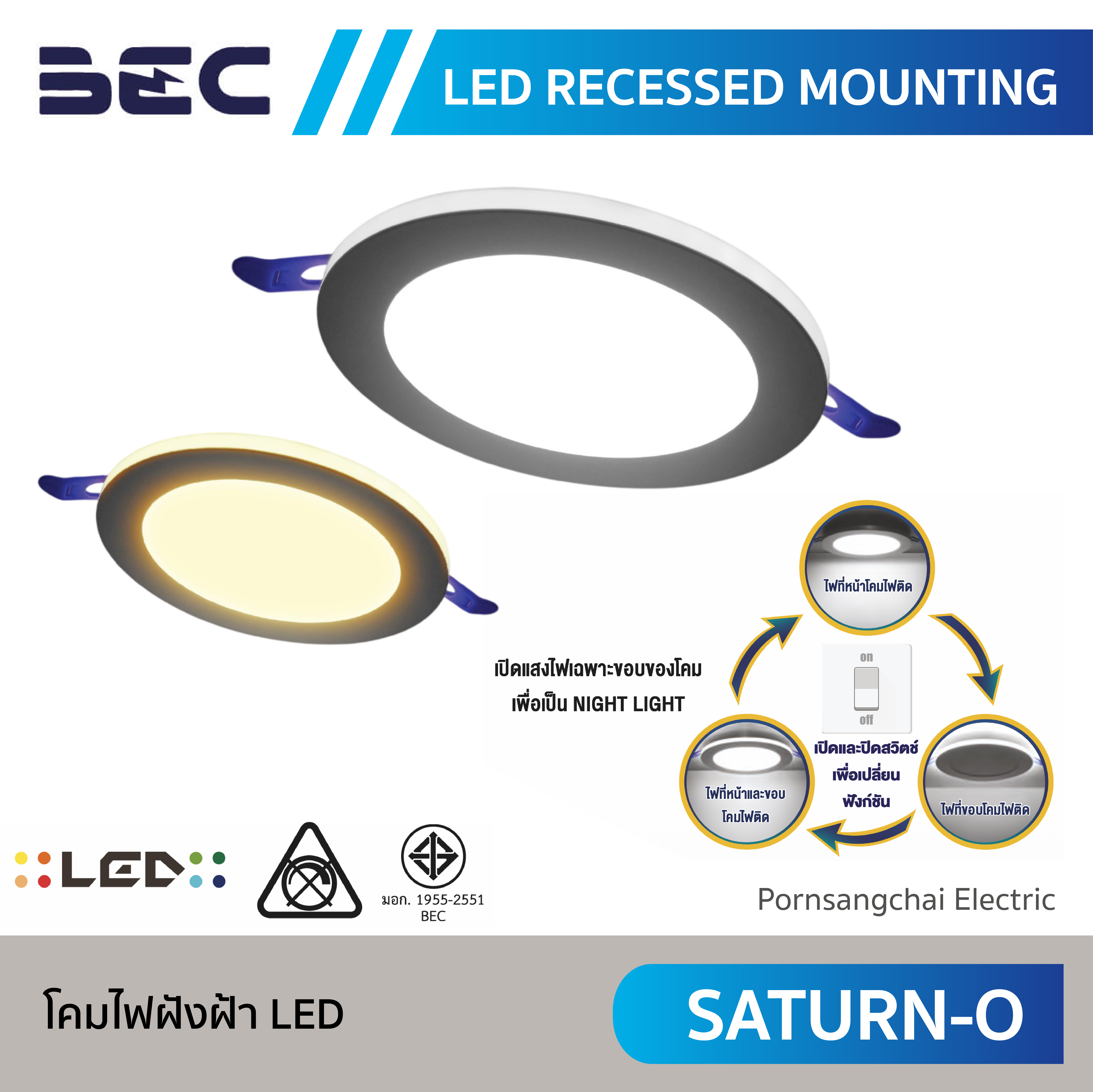 BEC โคมไฟฝังฝ้า LED รุ่น SATURN-O