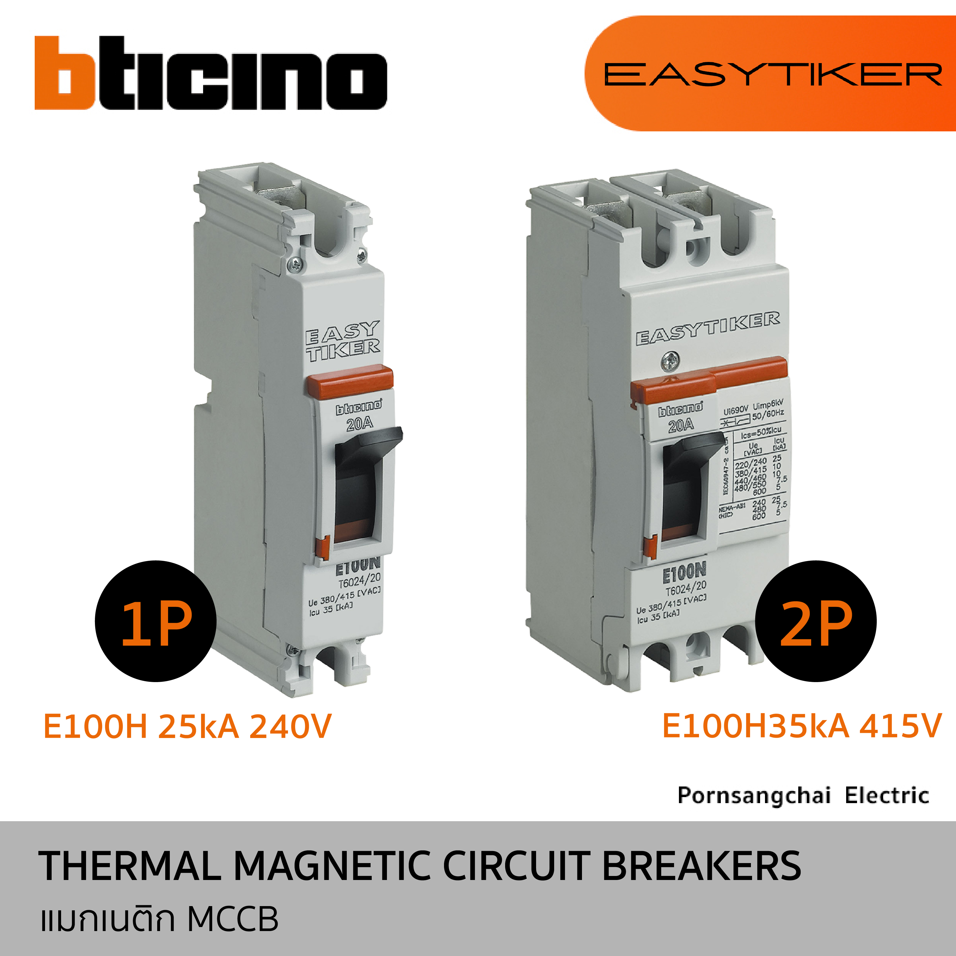 BTicino THERMAL MAGNETIC CIRCUIT BREAKERS MCCB