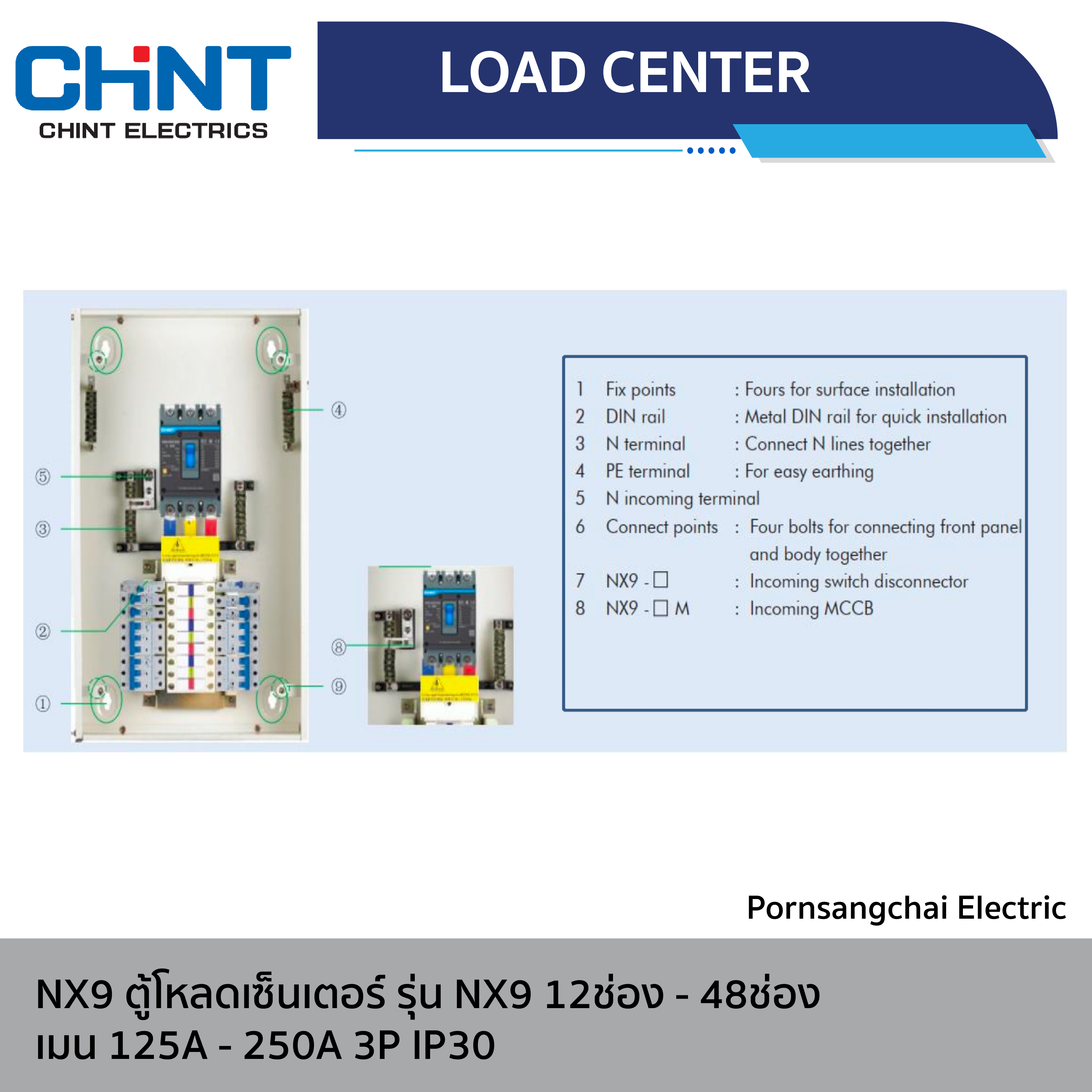 CHINT - ตู้โหลดเซ็นเตอร์ รุ่น NX9 ขนาด 12-48 ช่อง