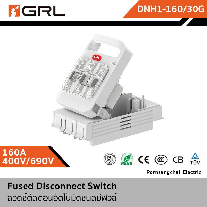 GRL สวิตช์ตัดตอนอัตโนมัติชนิดมีฟิวส์ 3P 160A รุ่น DNH1-160/30G