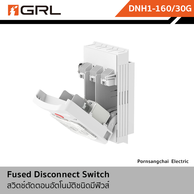 GRL สวิตช์ตัดตอนอัตโนมัติชนิดมีฟิวส์ 3P 160A รุ่น DNH1-160/30G