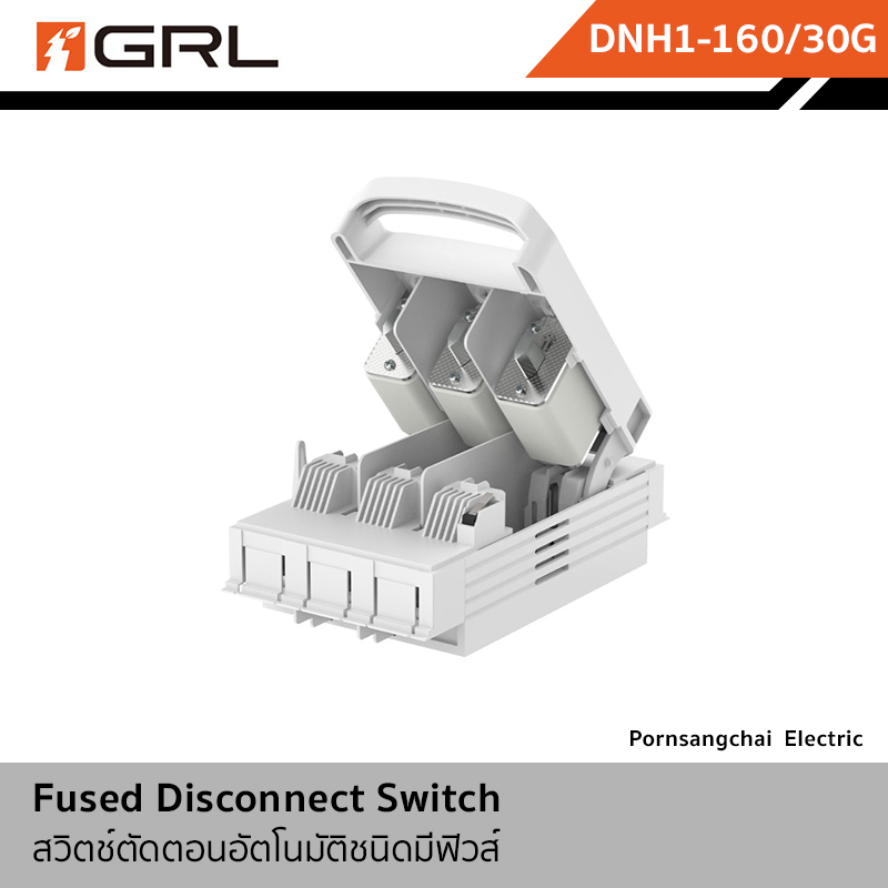 GRL สวิตช์ตัดตอนอัตโนมัติชนิดมีฟิวส์ 3P 160A รุ่น DNH1-160/30G