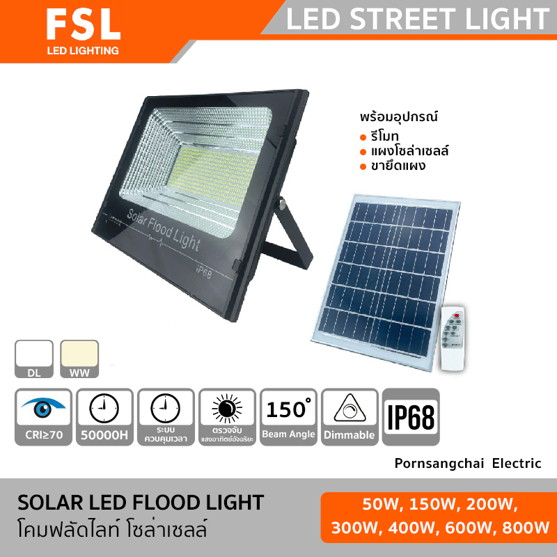 FSL โคมฟลัดไลท์ โซล่าเซลล์ โคมส่องป้าย
