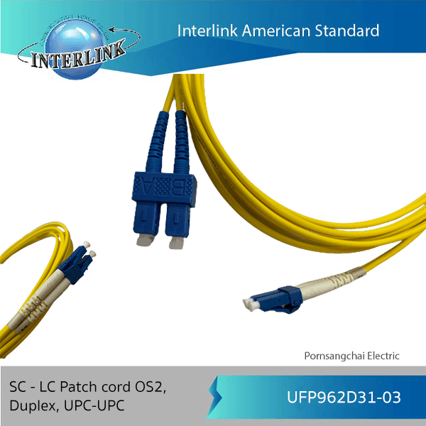 SC/UPC to LC/UPC SM 9/125 Duplex Patch Cord 3M, LSZH