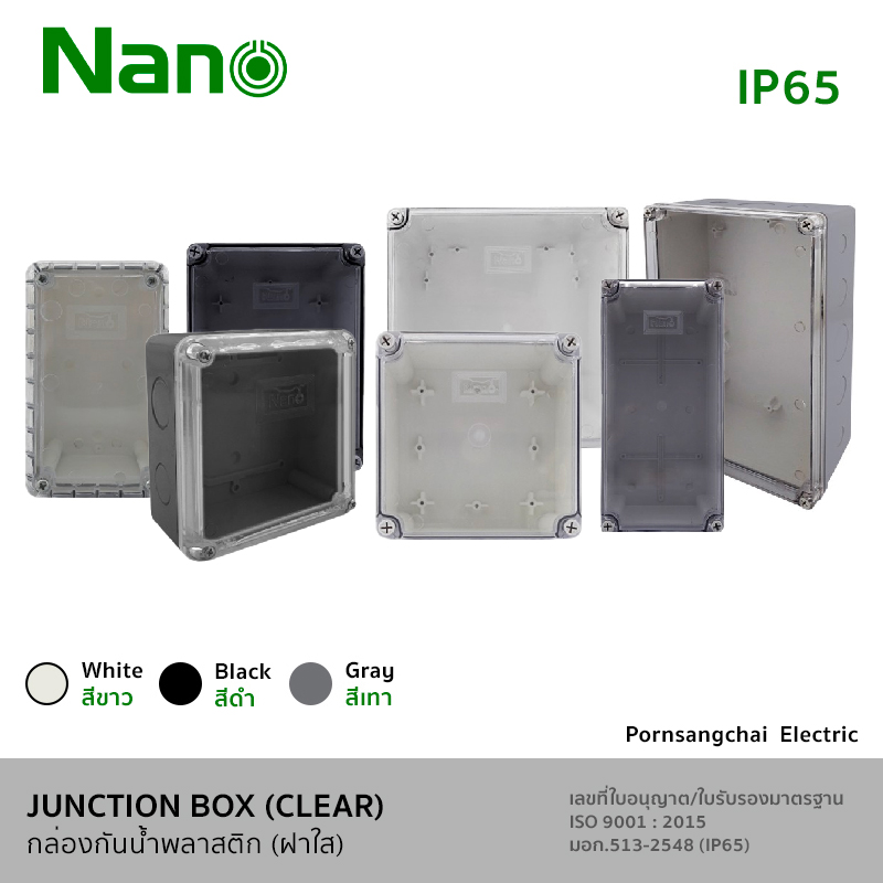 NANO กล่องกันน้ำพลาสติก (ฝาใส) IP65