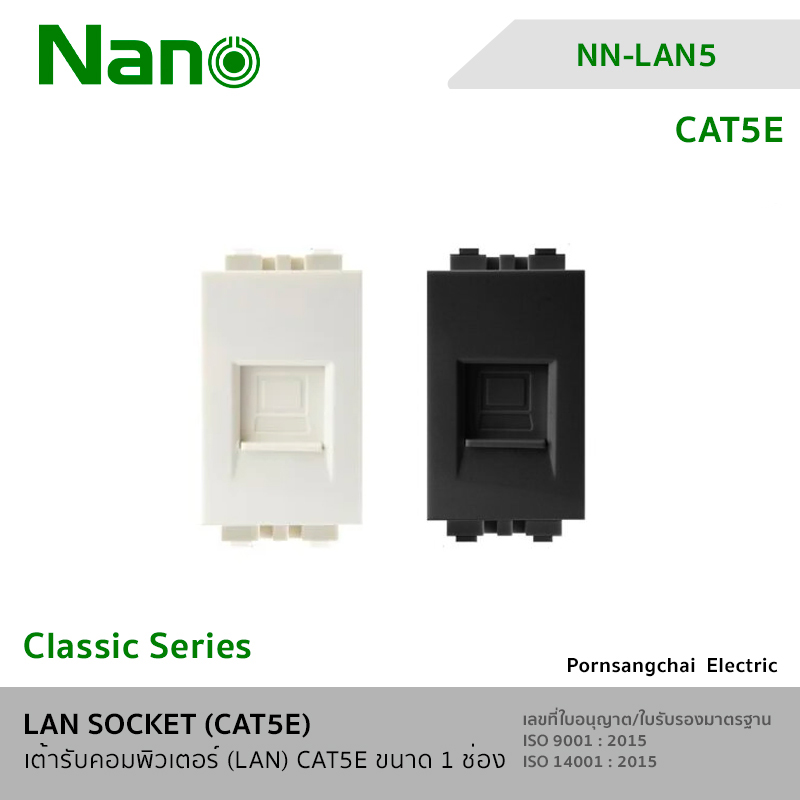 NANO เต้ารับคอมพิวเตอร์ ขนาด 1 ช่อง (CAT5E) NN-LAN5, NN-LAN5B