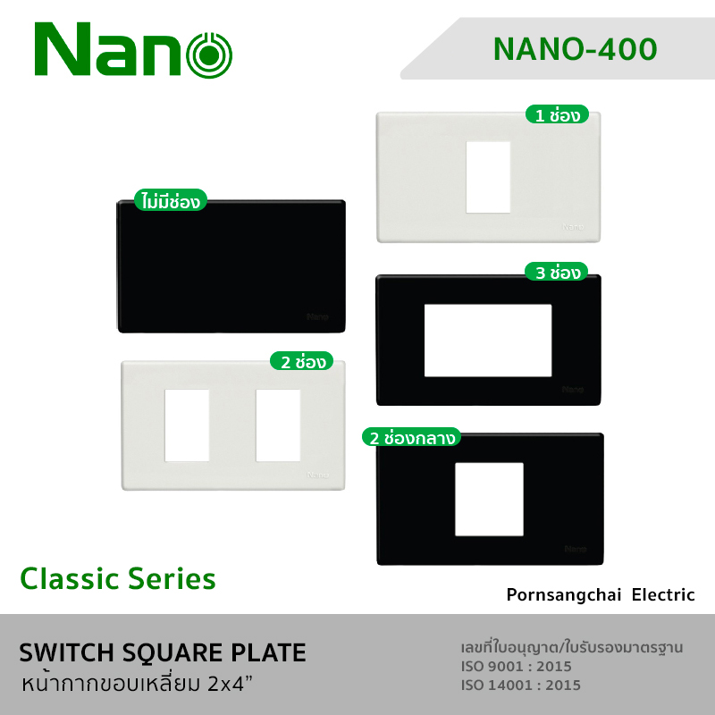 NANO หน้ากากขอบเหลี่ยม 2x4" Classic Series