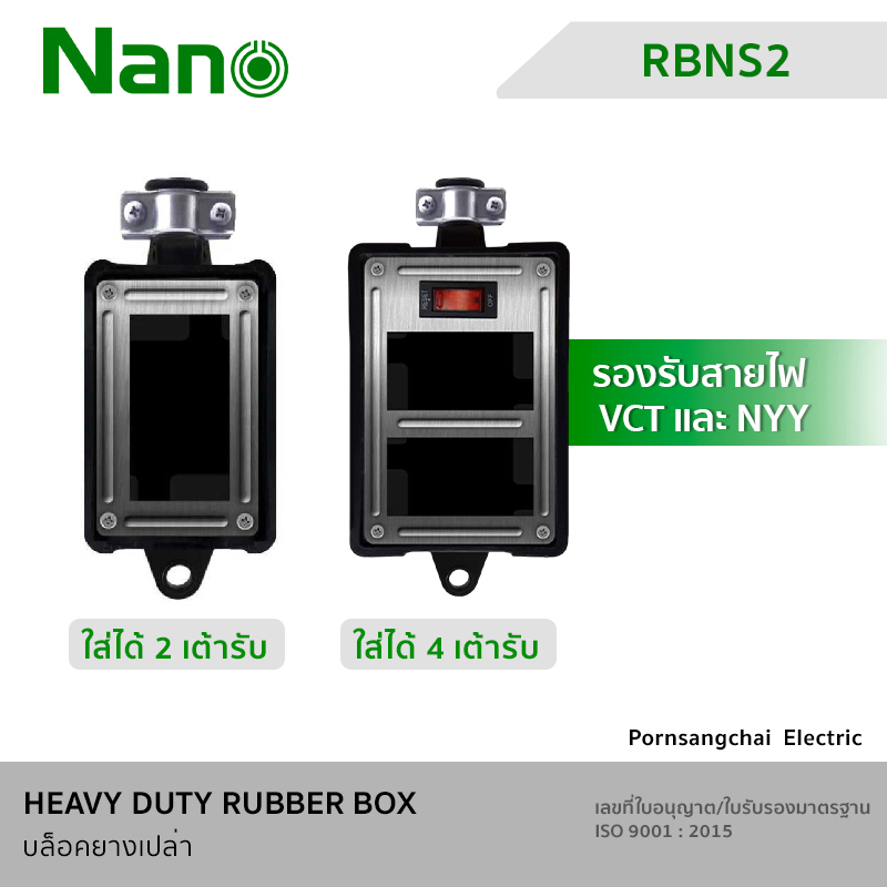 NANO บล็อกยางเปล่า ใส่เต้ารับได้ 2-4 ช่อง RBNS2, RBNS4, RB16HS2, RB16HS4