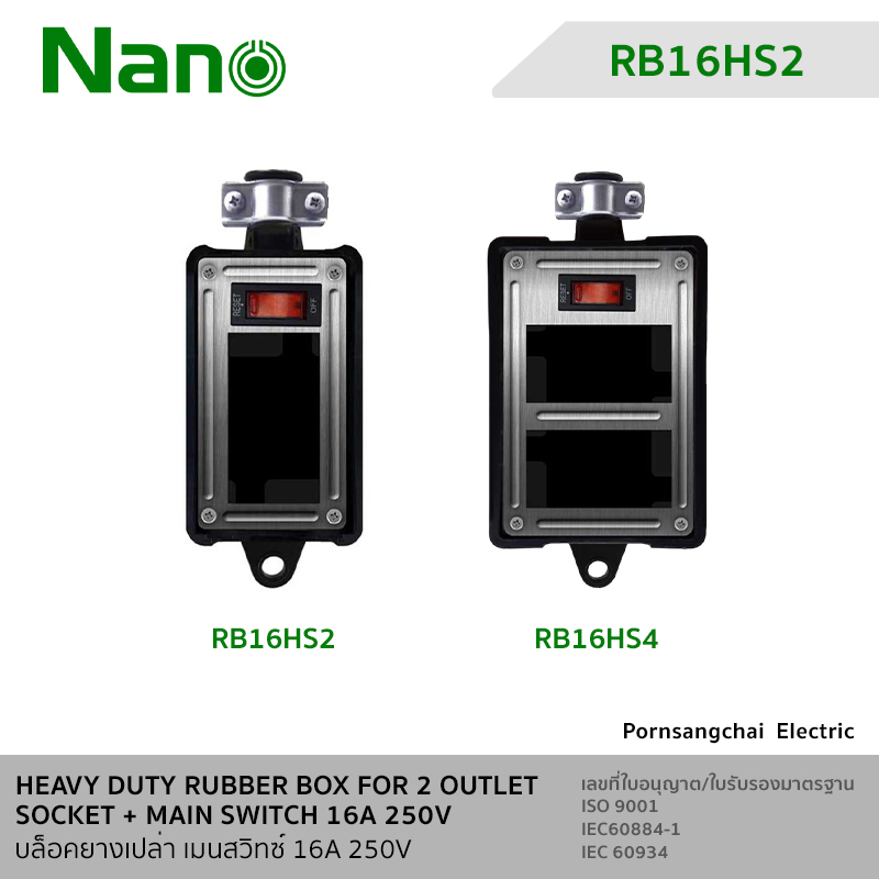 NANO บล็อกยางเปล่า ใส่เต้ารับได้ 2-4 ช่อง RBNS2, RBNS4, RB16HS2, RB16HS4