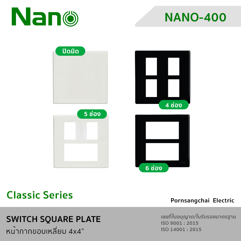 NANO หน้ากากขอบเหลี่ยม 4x4" Classic Series