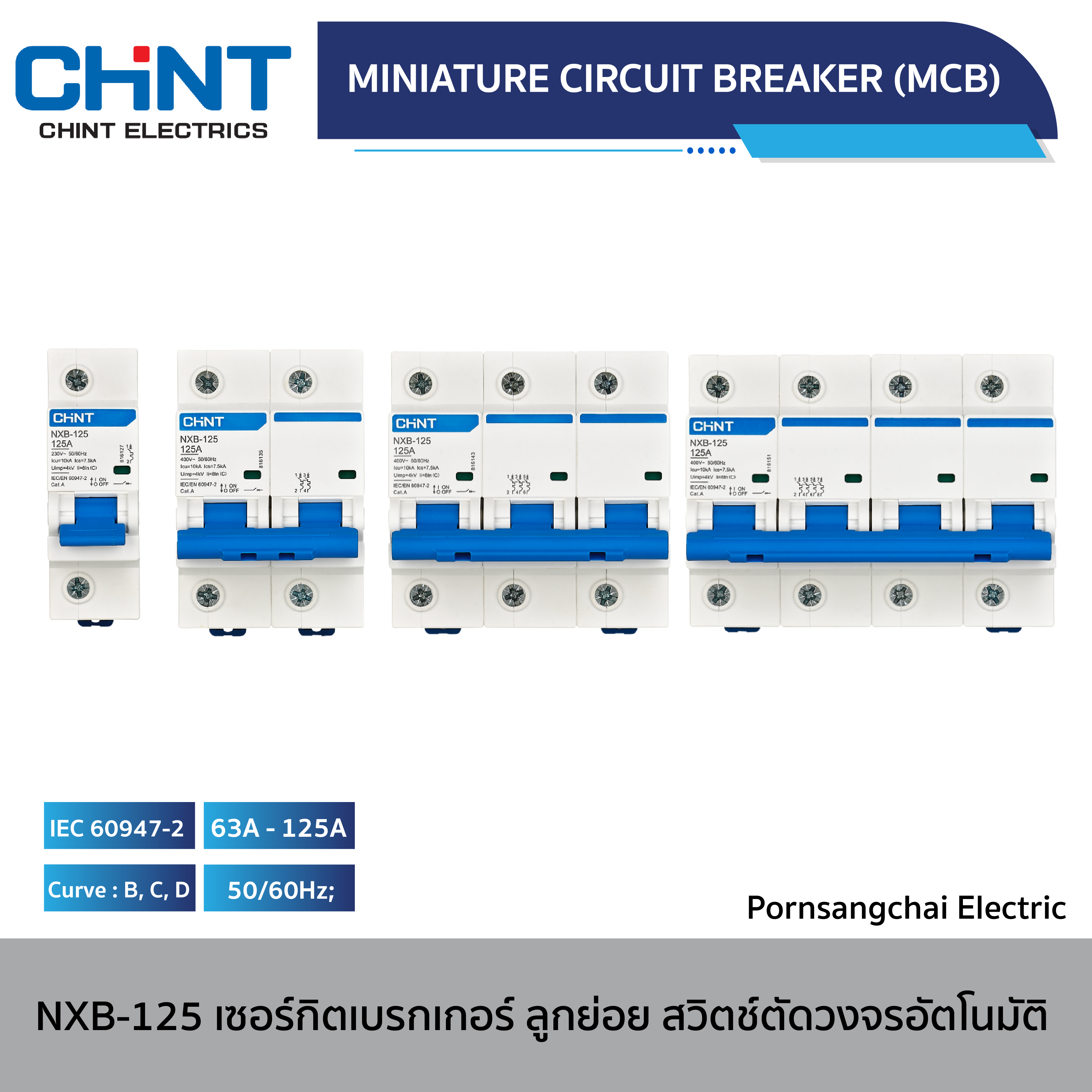 CHINT - เซอร์กิตเบรกเกอร์ลูกย่อย (MCB) รุ่น NXB-125