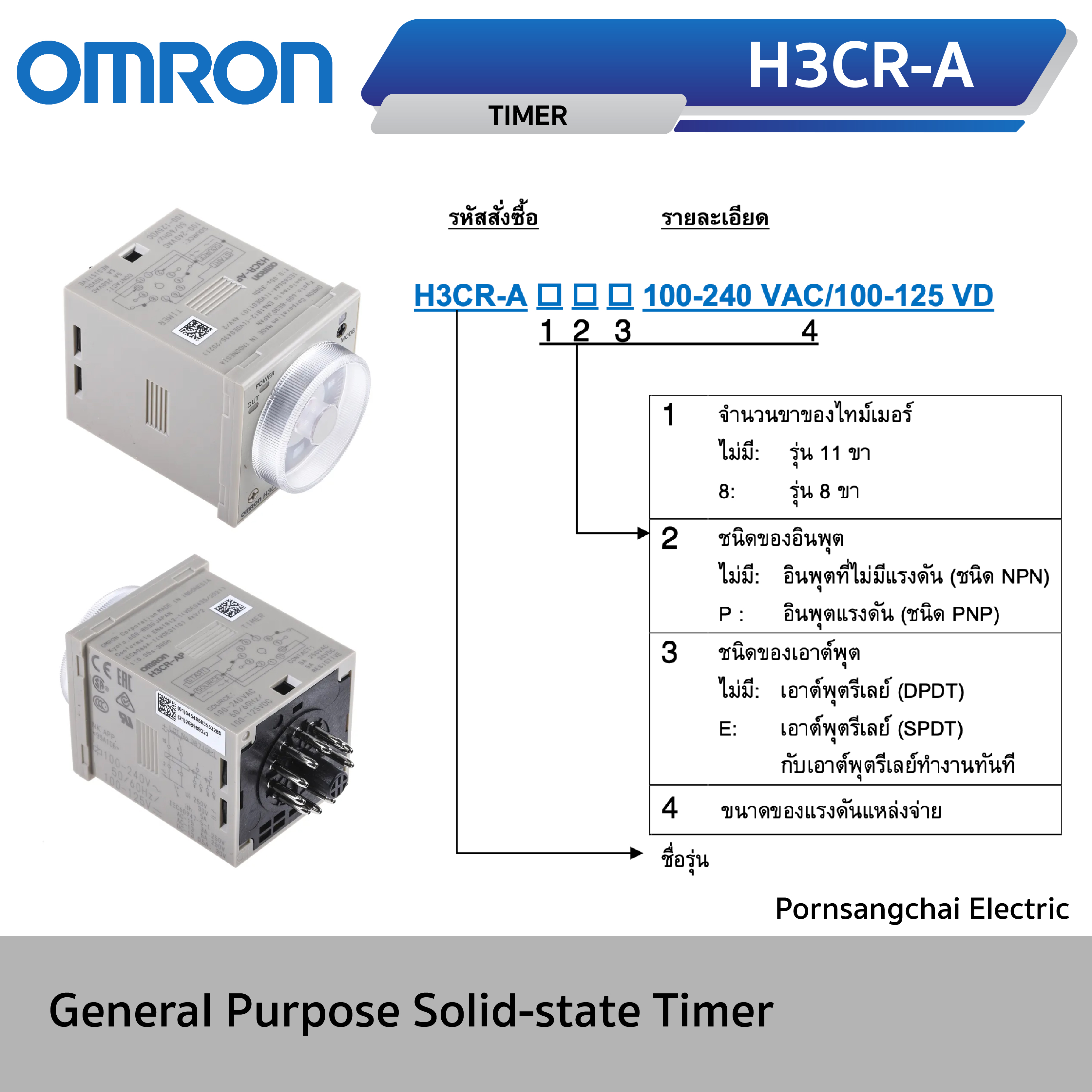 OMRON - ไทม์เมอร์แบบมัลติฟังก์ชัน รุ่น H3CR-A, H3CR-A8, H3CR-A8E