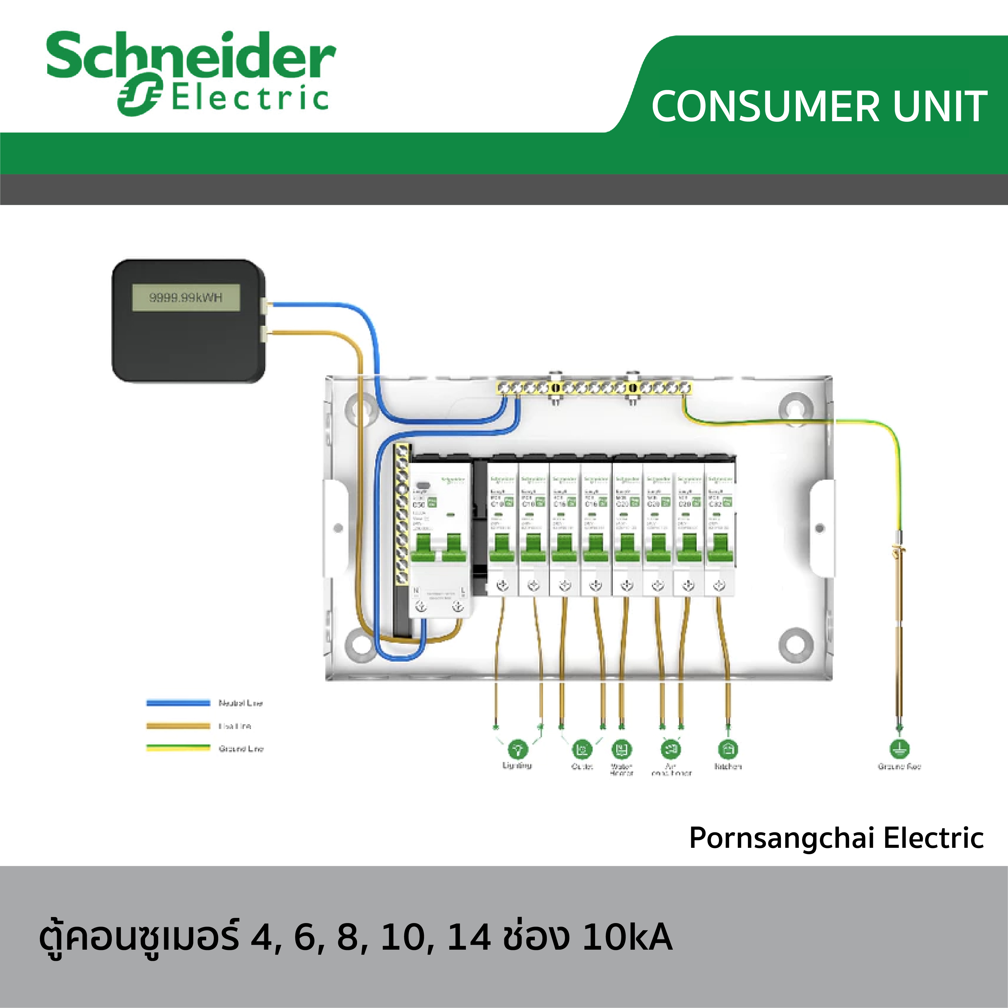 Schneider ตู้คอนซูเมอร์ 4, 6, 8, 10, 14 ช่อง รุ่น EZ9EPL104-114 10kA (ใช้กับรุ่น Easy 9 Plug-On เท่านั้น) (เฉพาะตู้)