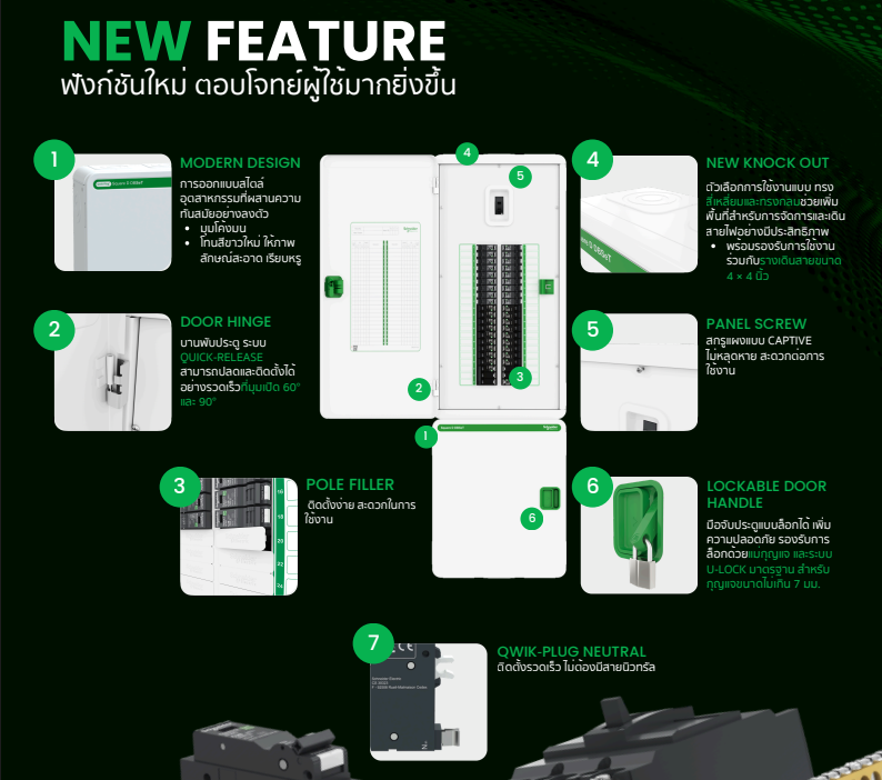 Schneider ตู้โหลดเซ็นเตอร์ ชไนเดอร์ QWKDE3100EZ (ควิกปลั๊ก) 3P 100A รุ่น Square D DBSET -  แบบเมนเบรกเกอร์