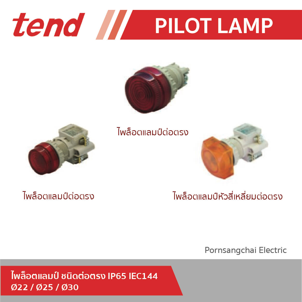 tend Pilot Lamp ไพล็อตแลมป์ ชนิดต่อตรง IP65 IEC144