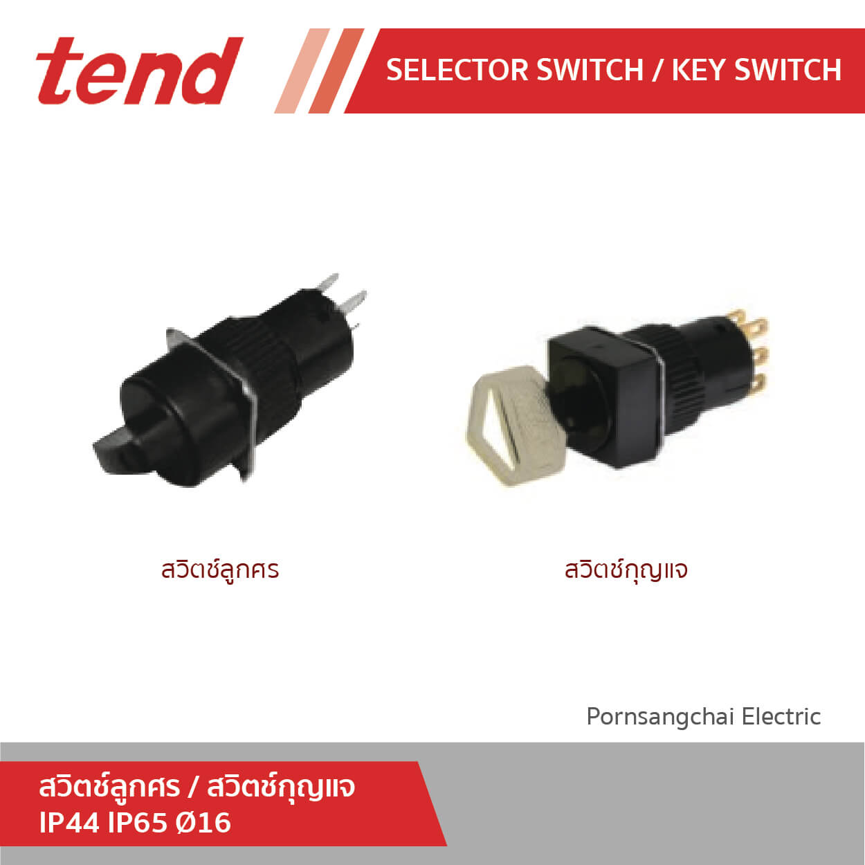 tend สวิตช์ลูกศรและสวิตช์กุญแจ IP44 IP65
