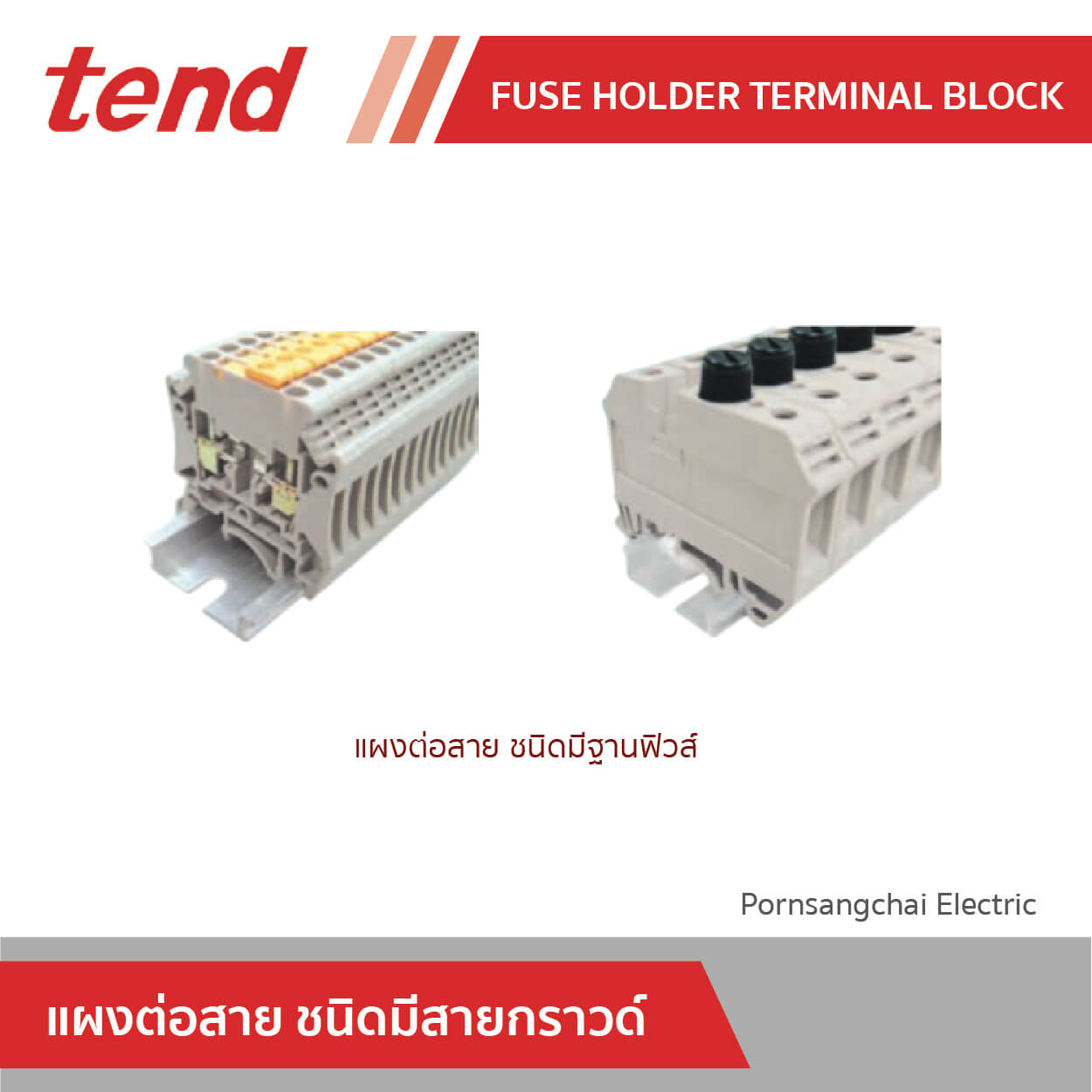 tend แผงต่อสาย ชนิดมีฐานฟิวส์